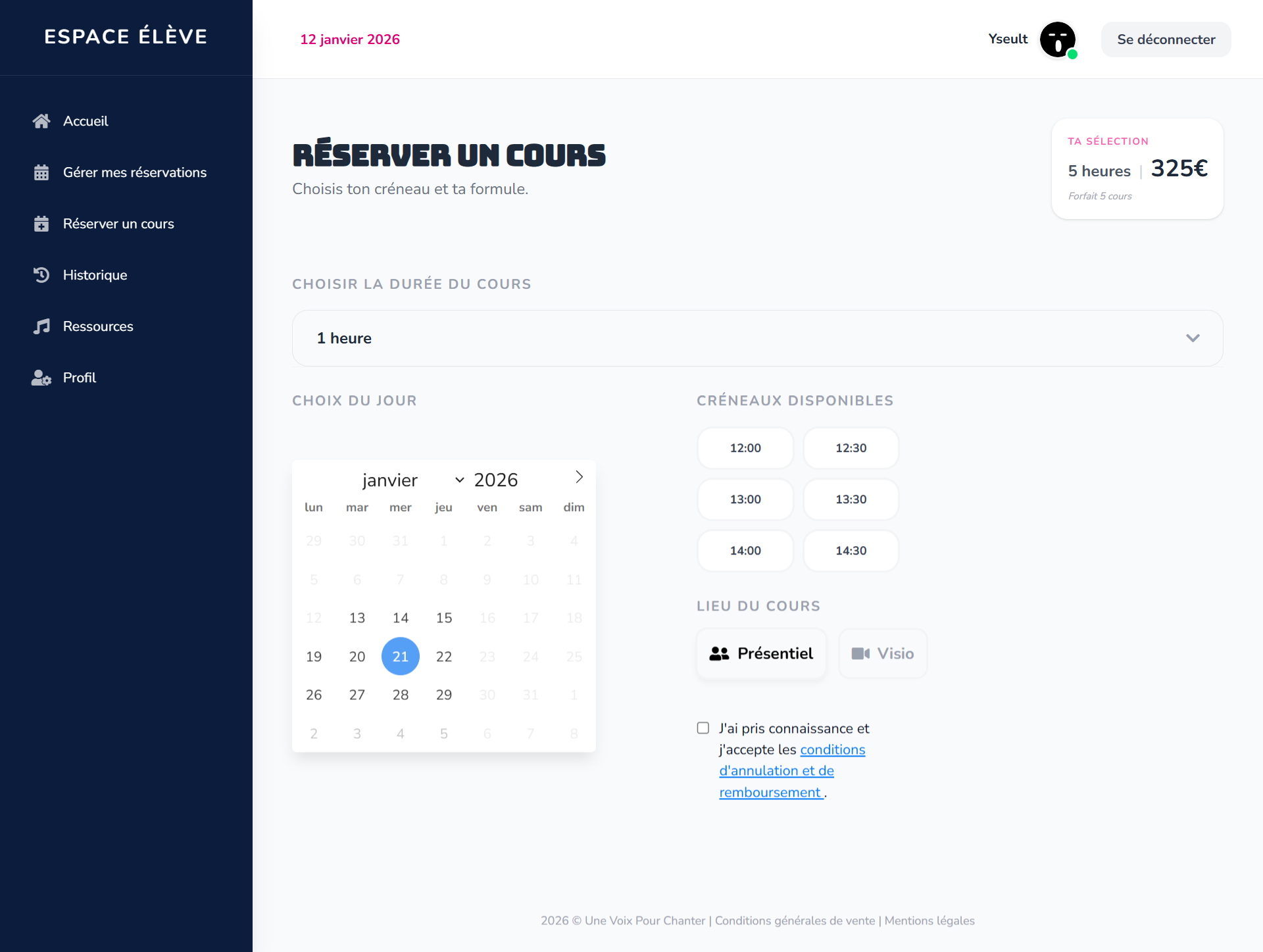 Aperçu du système de réservation en ligne